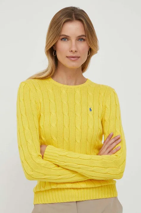Bombažen pulover Polo Ralph Lauren rumena barva