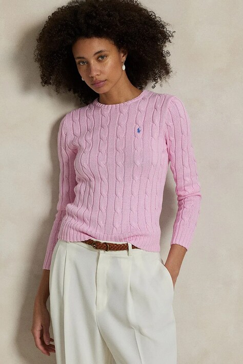 Polo Ralph Lauren sweter bawełniany kolor różowy 211891640