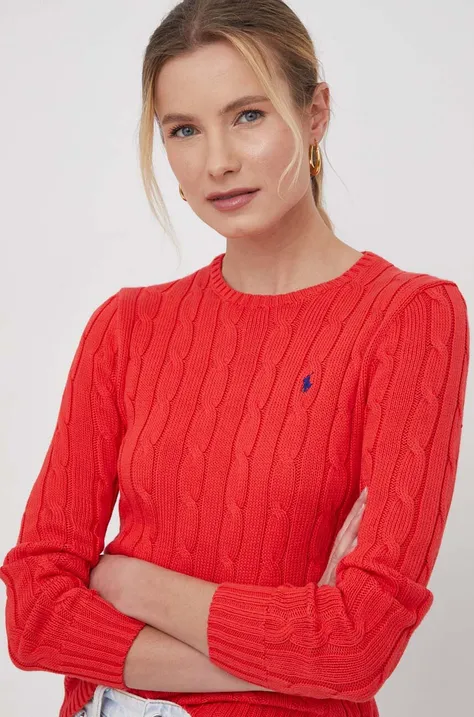 Βαμβακερό πουλόβερ Polo Ralph Lauren χρώμα: κόκκινο