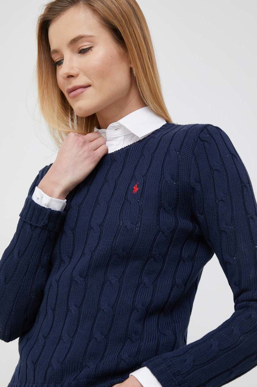 Bavlnený sveter Polo Ralph Lauren tmavomodrá farba,211891640