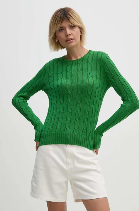 Bombažen pulover Polo Ralph Lauren zelena barva