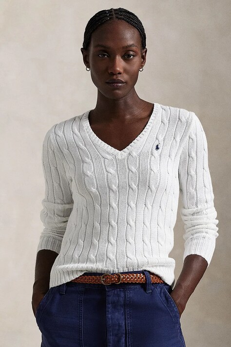 Polo Ralph Lauren sweter bawełniany kolor biały lekki 211891641