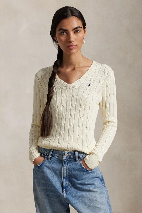 Bombažen pulover Polo Ralph Lauren bež barva