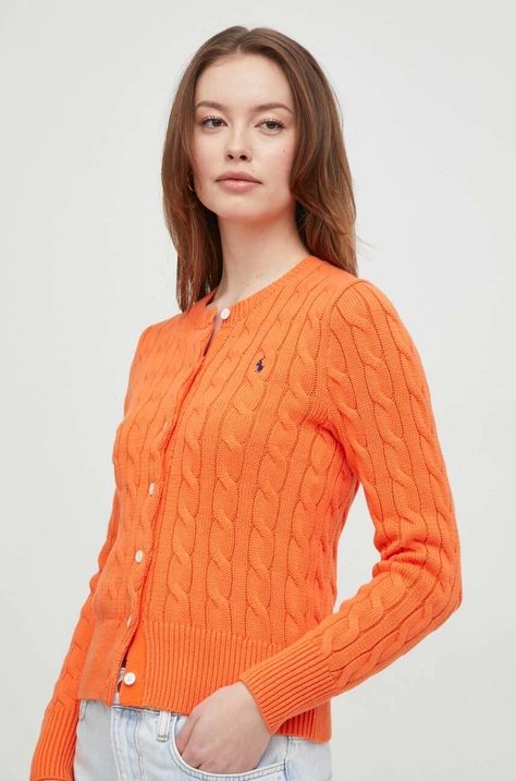 Polo Ralph Lauren cardigan din bumbac culoarea portocaliu