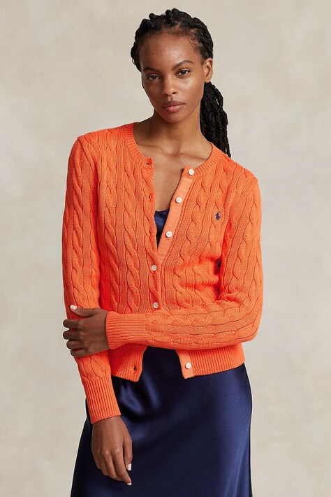 Bavlněný kardigan Polo Ralph Lauren oranžová barva, 211891643