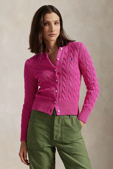 Polo Ralph Lauren cardigan din bumbac culoarea alb, 211891643