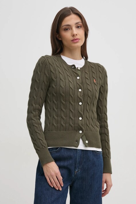 Polo Ralph Lauren kardigan bawełniany kolor zielony 211891643