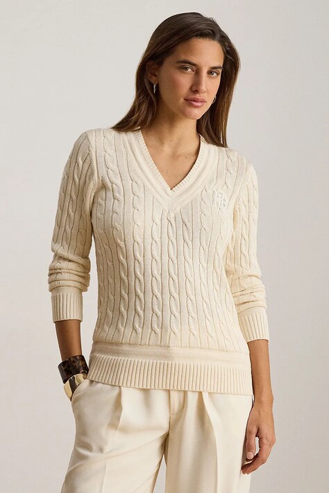 Lauren Ralph Lauren sweter damski z bawełną beżowy 200888795