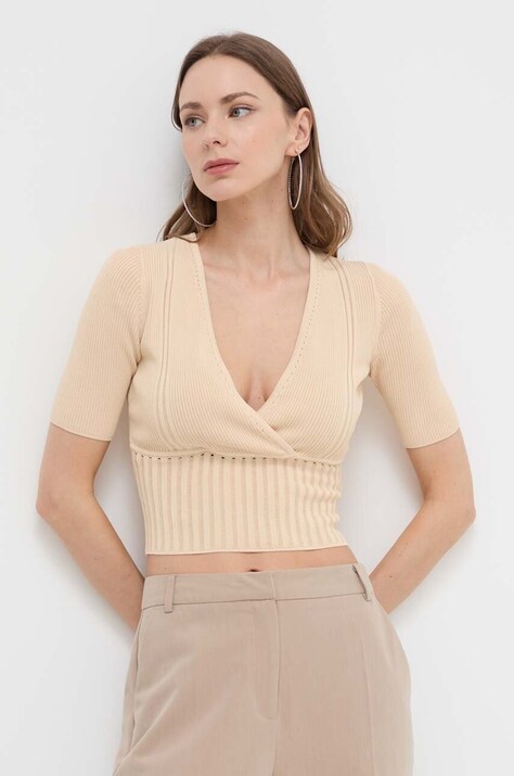 Guess sweter damski kolor beżowy lekki W3GR17 Z2U00