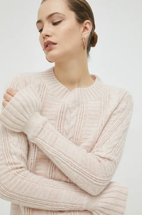 Volnen pulover Ivy Oak ženski, roza barva