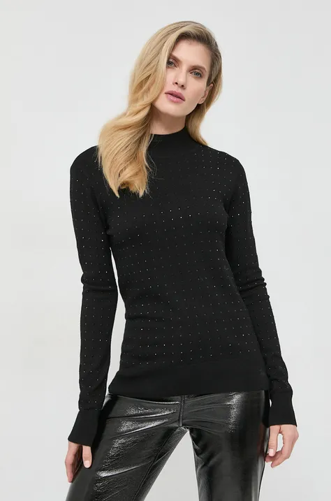 Светр Karl Lagerfeld жіночий колір чорний легкий півгольф