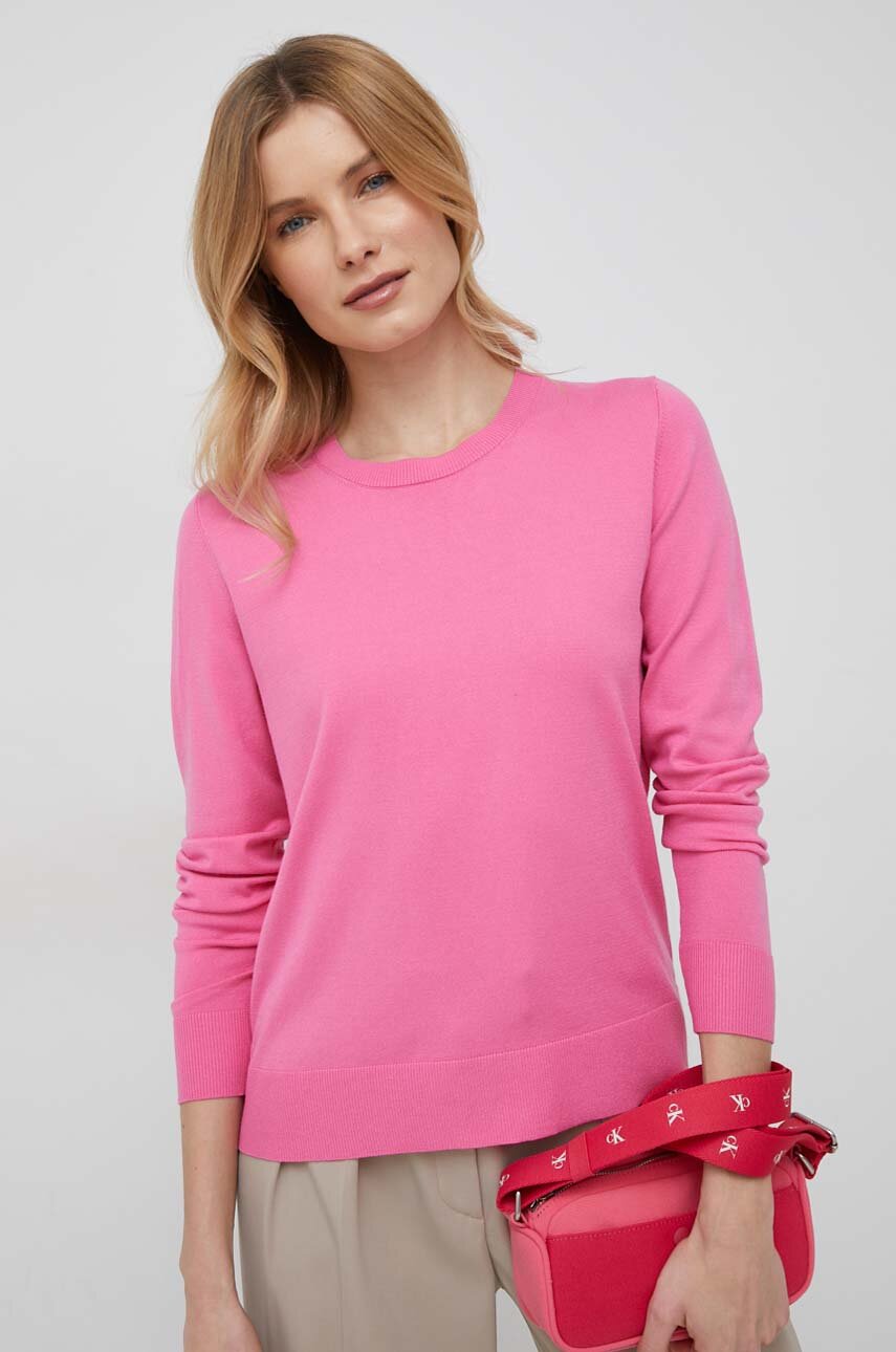 Sisley sweter damski kolor różowy lekki