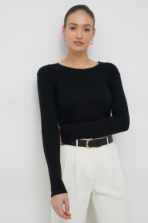 United Colors of Benetton sweter bawełniany damski kolor czarny lekki