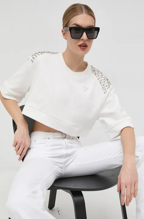 Pinko bluza bawełniana damska kolor biały z aplikacją