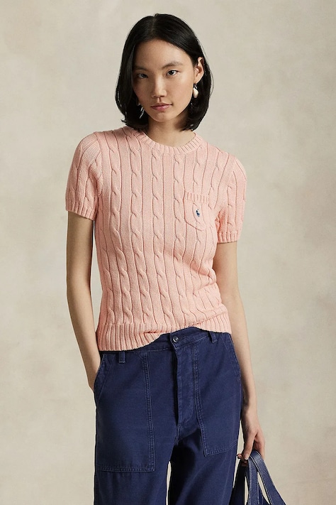 Polo Ralph Lauren pulover de bumbac culoarea roz, 211895379