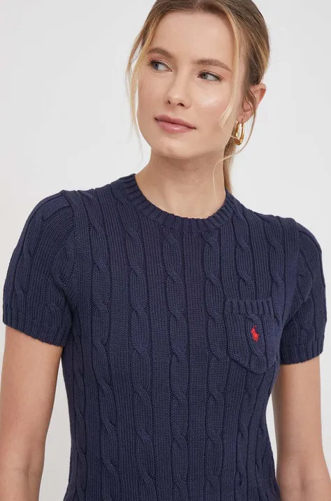 Pamučni pulover Polo Ralph Lauren boja: tamno plava