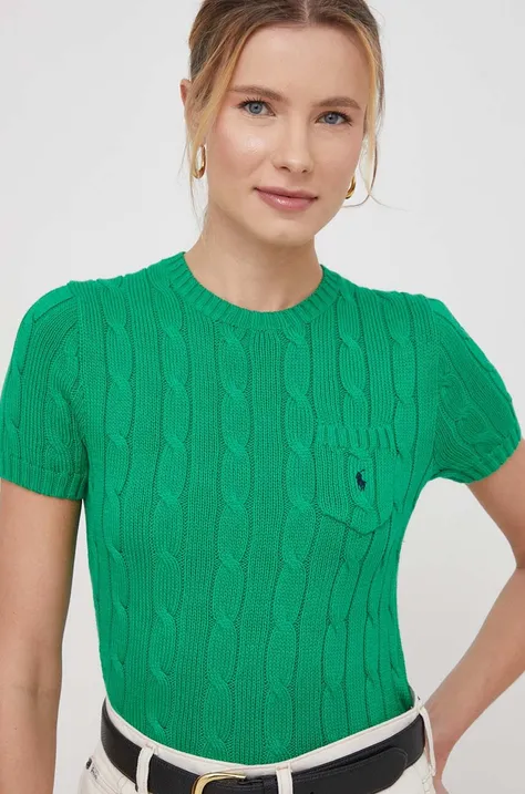 Pamučni pulover Polo Ralph Lauren boja: zelena
