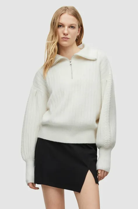 AllSaints pulover femei, culoarea alb