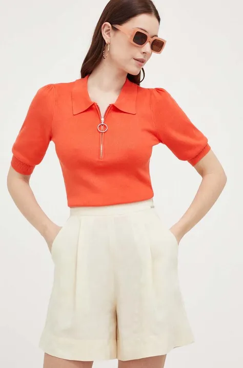 Morgan sweter damski kolor pomarańczowy lekki