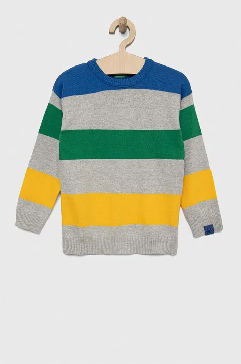 United Colors of Benetton sweter dziecięcy kolor szary lekki