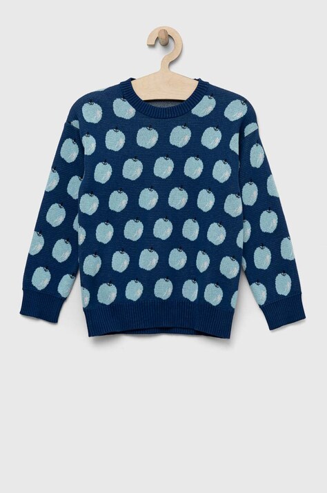 United Colors of Benetton sweter bawełniany dziecięcy kolor niebieski lekki