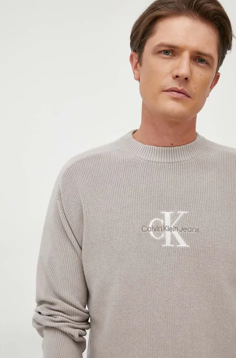Calvin Klein Jeans sweter bawełniany kolor szary lekki