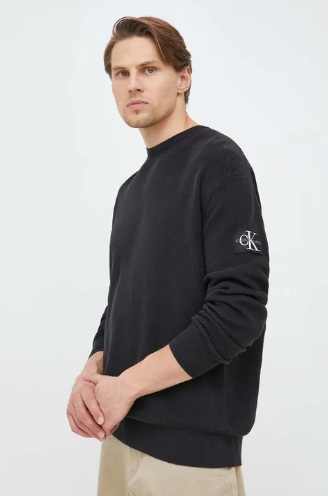 Bombažen pulover Calvin Klein Jeans moški, črna barva