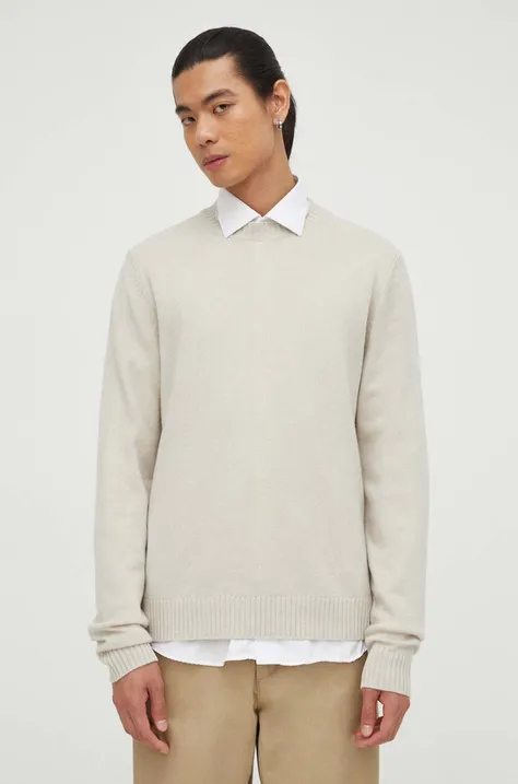 Samsoe Samsoe sweter wełniany męski kolor beżowy