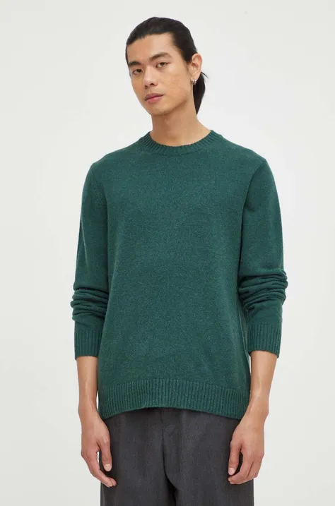 Vuneni pulover Samsoe Samsoe za muškarce, boja: zelena