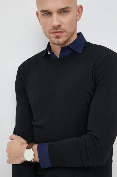 Liu Jo sweter wełniany męski kolor czarny lekki