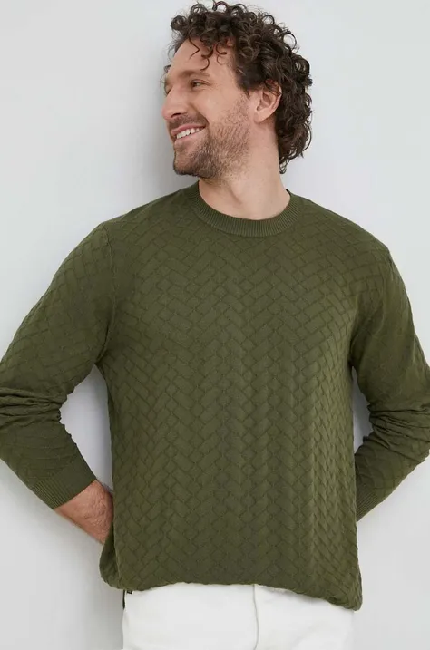 Sisley sweter bawełniany kolor brązowy lekki