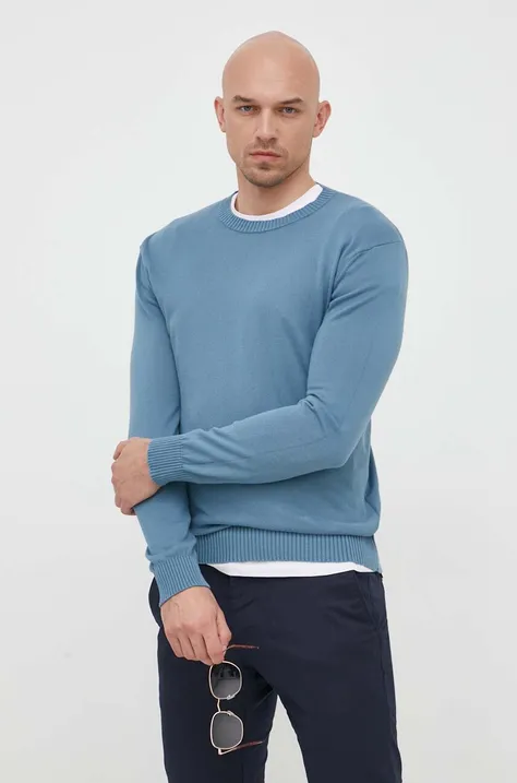 Sisley sweter bawełniany kolor niebieski lekki