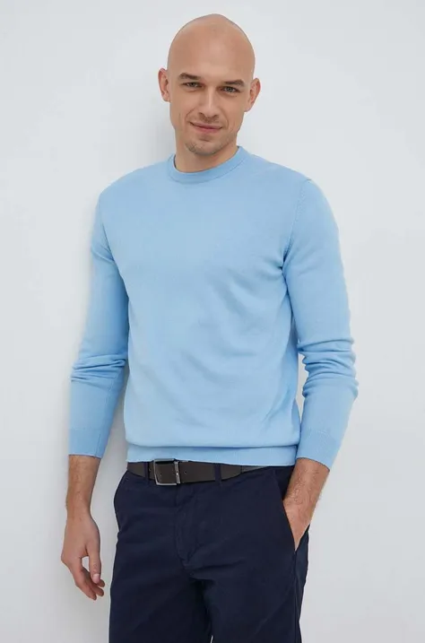 United Colors of Benetton sweter bawełniany męski kolor niebieski lekki
