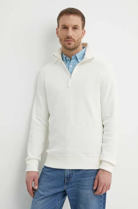 Хлопковый свитер Gant цвет бежевый лёгкий с полугольфом