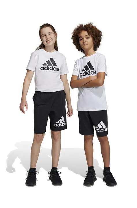 Παιδικό βαμβακερό σορτς adidas U BL χρώμα: μαύρο