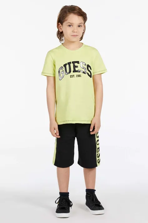 Детские хлопковые шорты Guess цвет чёрный регулируемая талия