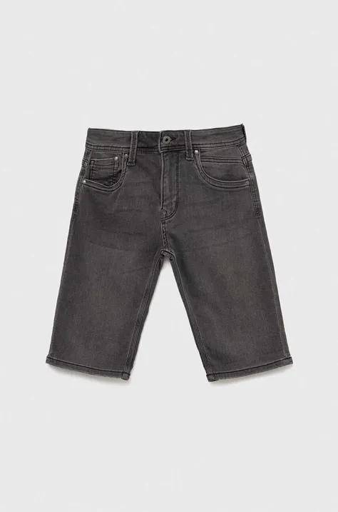 Pepe Jeans pantaloni scurti din denim pentru copii culoarea gri, talie reglabila