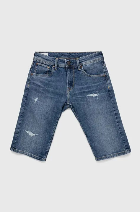 Pepe Jeans szorty jeansowe dziecięce Cashed Short Repair kolor niebieski regulowana talia