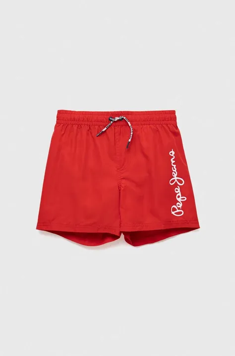 Pepe Jeans pantaloni scurti de baie copii culoarea rosu, cu imprimeu