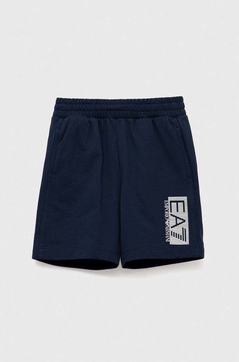 EA7 Emporio Armani pantaloni scurți din bumbac pentru copii culoarea albastru marin, talie reglabila