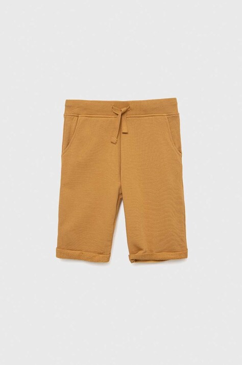 Guess pantaloni scurți din bumbac pentru copii culoarea galben, talie reglabila