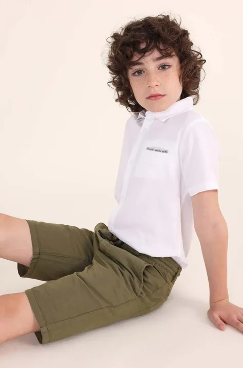 Детские хлопковые шорты Mayoral цвет зелёный регулируемая талия