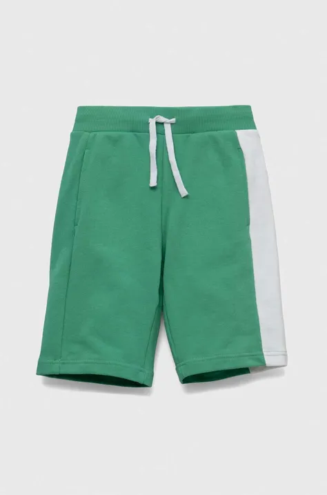 United Colors of Benetton pantaloni scurți din bumbac pentru copii culoarea verde, talie reglabila