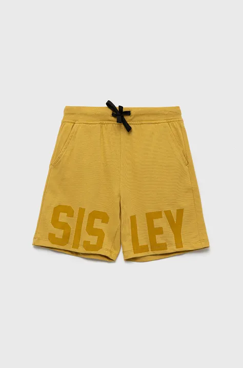 Dječje pamučne kratke hlače Sisley boja: žuta, podesivi struk