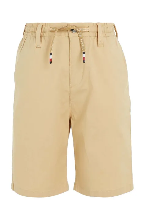 Detské krátke nohavice Tommy Hilfiger béžová farba, nastaviteľný pás