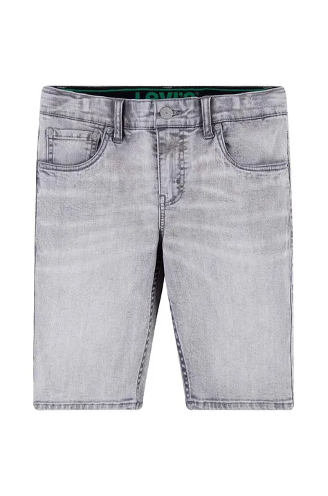 Detské rifľové krátke nohavice Levi's šedá farba