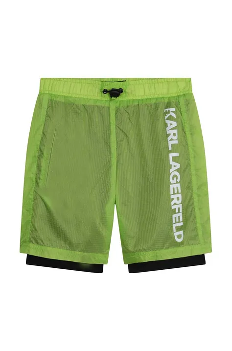 Dječje kratke hlače Karl Lagerfeld boja: zelena, podesivi struk