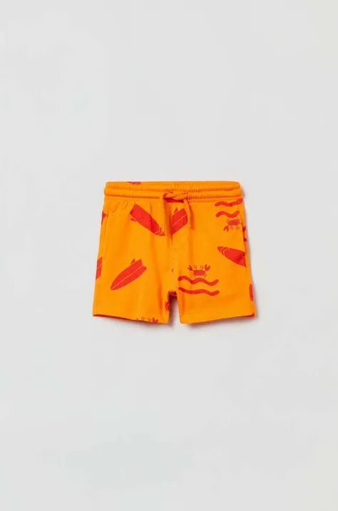OVS szorty bawełniane niemowlęce kolor pomarańczowy