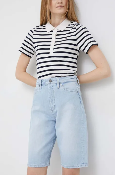 Traper kratke hlače Calvin Klein za žene, glatki materijal, visoki struk