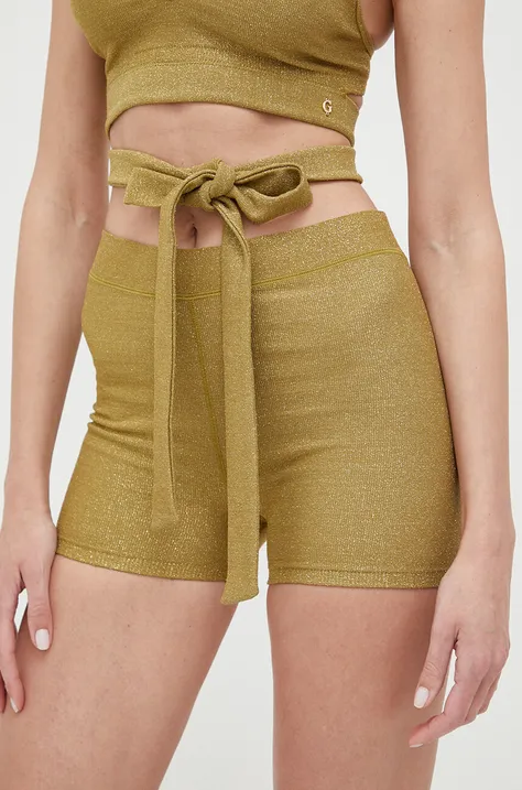 Kratke hlače Guess za žene, boja: zelena, glatki materijal, srednje visoki struk